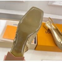 Big Discount Louis Vuitton Shake Slingback Pumps 3cm in Metallic Perforated Leather 1AD0BX Gold