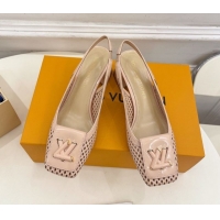 Unique Discount Louis Vuitton Shake Slingback Pumps 5.5cm in Patent Perforated Leather 1AD0BX Beige