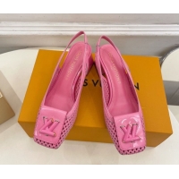Duplicate Louis Vuitton Shake Slingback Pumps 5.5cm in Patent Perforated Leather 1AD0BX Pink 0829096
