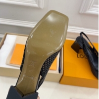 1:1 aaaaa Louis Vuitton Shake Slingback Pumps 5.5cm in Patent Perforated Leather 1AD0BX Black 0829097