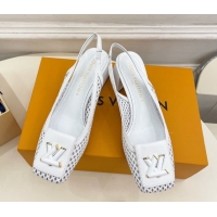 Shop Cheap Louis Vuitton Shake Slingback Pumps 5.5cm in Patent Perforated Leather 1AD0BX White 0829098