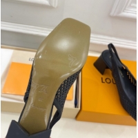 Hot Style Louis Vuitton Shake Slingback Pumps 5.5cm in Perforated Calf Leather 1AD0BX Black 0829099