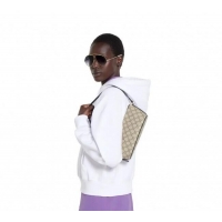 Good Quality Gucci GG Canvas Emblem small shoulder bag 847281 Beige/Black 2025