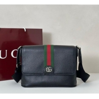 Best Quality Gucci Mens Ophidia Leather medium messenger bag G834467 Black 2025