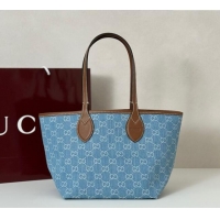 Inexpensive Gucci Totissima Small Tote bag GG Denim 820496 Light Blue 2025