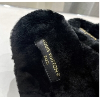 Classic Hot Louis Vuitton LV Bliss Comfort Shearling Flat Slides Sandal Black 1ACTEA 0829110