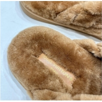Grade Louis Vuitton LV Bliss Comfort Shearling Flat Slides Sandal Brown 1ACTEA 0829112