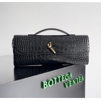 Top Quality Bottega Veneta Andiamo Clutch in Crocodile Pattern Leather 11508 Black 2025