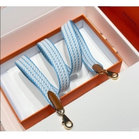Super Quality Hermes Canvas Bag Strap 2.5x105cm 1008 Light Blue/Gold 2025