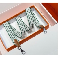 Affordable Price Hermes Canvas Bag Strap 2.5x105cm 1008 Green/Silver 2025