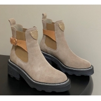 Top Grade Louis Vuitton LV Beaubourg Ankle Boots 4cm in Suede Beige 1ACKCP 0829124