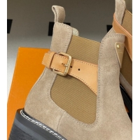 Top Grade Louis Vuitton LV Beaubourg Ankle Boots 4cm in Suede Beige 1ACKCP 0829124