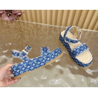 Purchase Louis Vuitton Maya Platform Sandals 7cm in Monogram Jacquard Denim Blue 1AHNOK 0829127