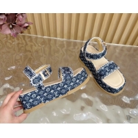 Good Quality Louis Vuitton Maya Platform Sandals 7cm in Monogram Jacquard Dark Blue 1AHNOK 0829128