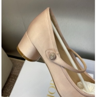 Sumptuous Dior Lovely-D Mary Janes Pumps in Satin with Bow Nude 0822002