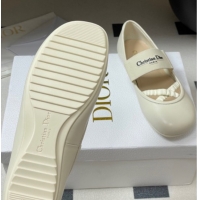 Classic Hot Dior Shade Ballet Flats in Lambskin with Elastic Straps White 0822008