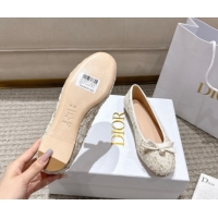 Buy Luxury Dior Ballet Flats in Quilted Cannage Tweed with Pearl Bow Beige 0822012