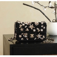 New Design Chanel Velvet Mini Classic Flap Handbag with Strass A69900 Black 2025