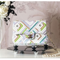 Famous Brand Chanel Sequins Mini Classic Square Flap Handbag CH100902 White/Multicolor 2025