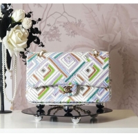 Top Quality Chanel Sequins Medium Classic Flap Handbag CH100902 White/Multicolor 2025