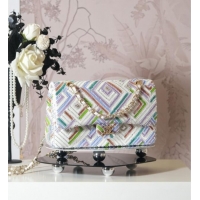 Top Quality Chanel Sequins Medium Classic Flap Handbag CH100902 White/Multicolor 2025