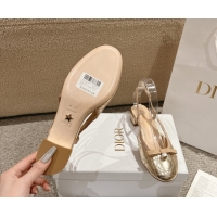 Shop Duplicate Dior Ballet Slingback Pumps 3cm in Quilted Cannage Calfskin with Pearl Bow Gold 0822017