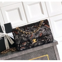 Promotional Chanel Sequins Classic 11.12 Flap Handbag A01112 Black/Grey/Burgundy 2025