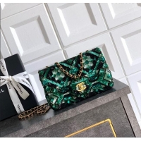 Promotional Chanel Sequins Mini Classic Flap Bag CH100902 Green 2025