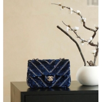 Luxury Cheap Chanel Chevron Sequins Flap Handbag CH100904 Blue 2025