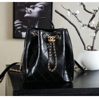 Top Grade Chanel Waxy Calfskin 25 Medium Backpack Bag AS5600 Black 2025