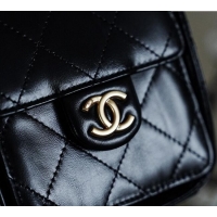 Top Grade Chanel Waxy Calfskin 25 Medium Backpack Bag AS5600 Black 2025