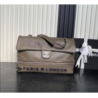Inexpensive Chanel Printed Leather Vintage Airport Flap Bag A9902 Grey 2025