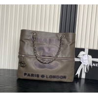 Market Sells Chanel Printed Leather Vintage Airport Shopping Bag A9901 Grey 2025