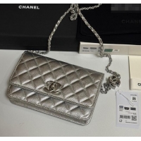 Shop Bulk Chanel Grained Calfskin Wallet On Chain WOC AP3938 Silver 2025