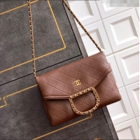 Low Cost Chanel Quilted Leather Large Flap Handbag CH101001 Dark Brown 2025
