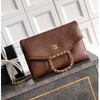 Low Cost Chanel Quilted Leather Large Flap Handbag CH101001 Dark Brown 2025