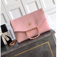 New Arrivals Chanel Quilted Suede Large Flap Handbag CH101001 Pink 2025