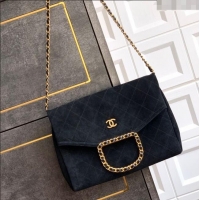 New Product Chanel Quilted Suede Large Flap Handbag CH101001 Black 2025