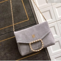 Spot Bulk Chanel Quilted Suede Large Flap Handbag CH101001 Grey 2025