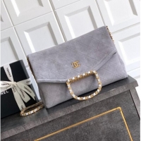 Spot Bulk Chanel Quilted Suede Large Flap Handbag CH101001 Grey 2025