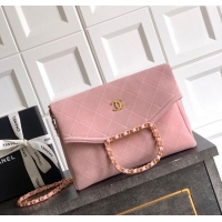 New Fashion Chanel Quilted Suede Medium Flap Handbag CH101001 Pink 2025