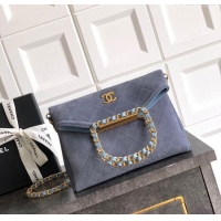 Luxury Classic Chanel Quilted Suede Small Flap Handbag CH101001 Dusty Blue 2025