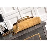 Top Quality Chanel Quilted Suede Small Flap Handbag CH101001 Khaki Yellow 2025
