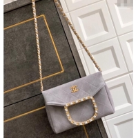 Top Grade Chanel Quilted Suede Small Flap Handbag CH101001 Grey 2025