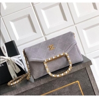 Top Grade Chanel Quilted Suede Small Flap Handbag CH101001 Grey 2025