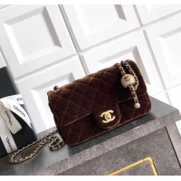 Market Sells Chanel Velvet Mini Flap Bag with Strass Ball AS1787 Coffee Brown 2025