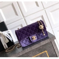Buy New Cheap Chanel Velvet Mini Flap Bag with Strass Ball AS1787 Purple 2025