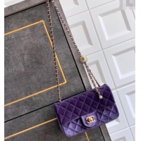 Buy New Cheap Chanel Velvet Mini Flap Bag with Strass Ball AS1787 Purple 2025