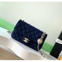 Market Sells Chanel Velvet Mini Flap Bag with Strass Ball AS1787 Dark Blue 2025