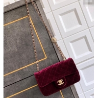 New Product Chanel Velvet Mini Flap Bag with Strass Ball AS1787 Burgundy 2025